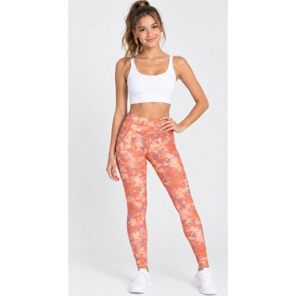 Athleta Girl Sz L/12 Limitless Pink High Rise Tie Dye Ankle Leggings NWT